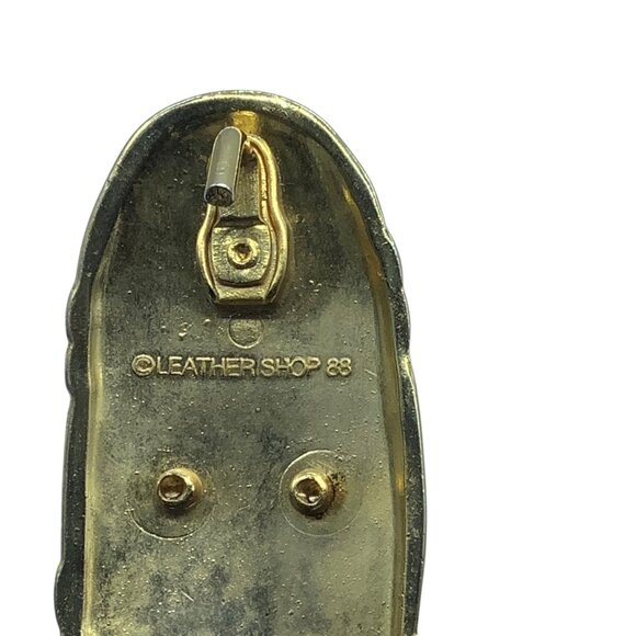 Vintage Genuine Reptile Leather Belt Gold Tone Buckle Leather Shop Waist 26-30 - Picture 6 of 8